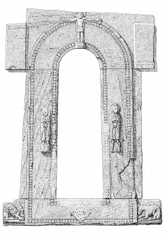 Scanned ink drawing of Round Tower Doorway, developed elevation.