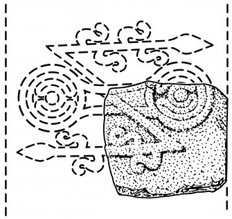 Scanned ink drawing of Pictish cross-slab fragment (St Vigeans no.3).