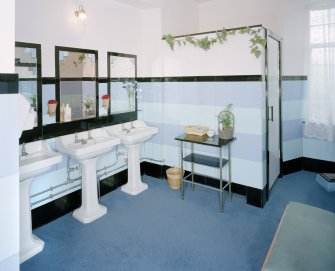Interior.
Ladies' toilet, view from SE showing original wash hand basins and 'Vitrolite' panels.
