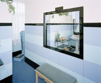 Interior.
Ladies' toilet, detail of 'Vitrolite' panelling.