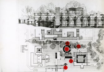 Site plan and elevation of Falmer House.