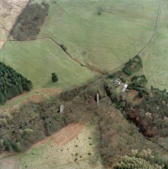 Scanned oblique aerial photograph  Blairgar 1855 (centre right, NS 5316 8296) and Blairgar 1885 (centre left, NS 5321 8301) Aqueduct Bridges