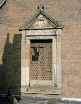 Exterior doorway at first floor level, view from roof to West.