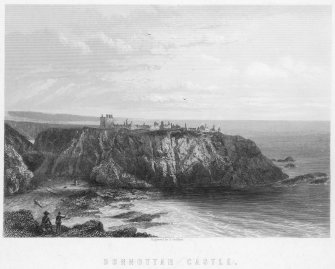 Engraved  view of Dunnottar Castle.
