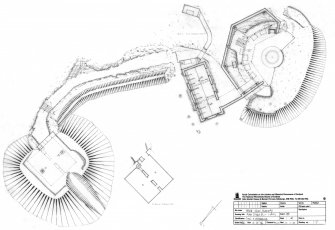 Scanned image of drawing showing plan of Second World War 6-inch gun emplacement with magazine with remains of First World War emplacement.