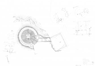 Scanned image of drawing showing plans of First World War gun emplacement with magazine and surviving 6-inch gun