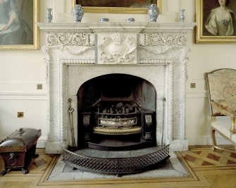 Interior.  Ground floor, dining-room, detail of fireplace