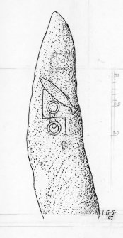 Digital copy of measured drawing of the 'Clach Biorach' symbol stone, Edderton.