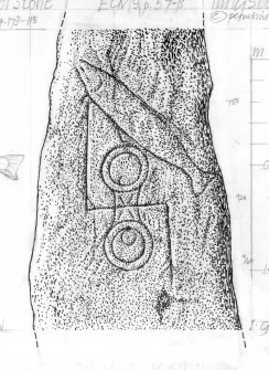 Digital copy of measured drawing showing detail of the symbols on the 'Clach Biorach' symbol stone, Edderton.