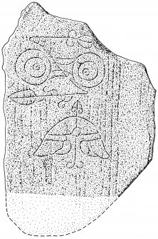 Scanned ink drawing of Congash 2 Pictish symbol stone.