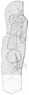 Knockando 2 - scanned ink drawing of Pictish symbol stone.