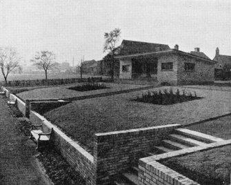 Scanned copy of image from annual report of Miners' Welfare Fund, 1938, Figure 3, Rosewell Park Tennis Pavilion