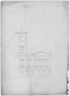 Elevation of Partick Town Hall
Title: 'Elevation To The West.'
Insc: 'For The Burgh of Partick' '12/7421' 'Glasgow 29 Bath Street February 1853'.