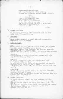 Graveyard north of St Michael's Avenue.
'Record of inscriptions on gravestones including those removed from the east end of the graveyard during site clearance when the human remains were removed and reinterred in the communal grave at the west end.
Page 2 of 12.
