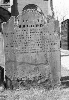 Gravestone of James Wood's family in Brechin Cathedral kirkyard.