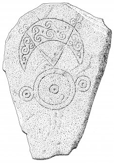 Scanned ink drawing of Pictish symbol stone.