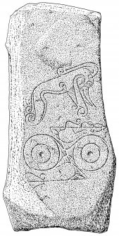 Scanned ink drawing of Dyce 1 Pictish symbol stone