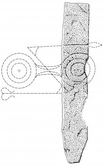 Ink drawing of Pictish symbol stone