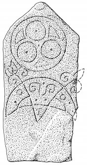 Scanned ink drawing of Kinellar Pictish symbol stone
