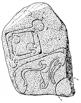 Scanned ink drawing of Kintore 4 Pictish symbol stone