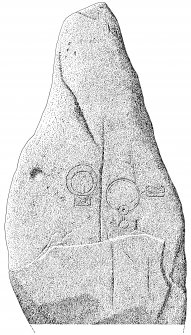 Scanned ink drawing of Nether Corskie Pictish symbol stone