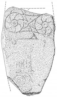 Scanned ink drawing of Wantonwells Pictish symbol stone