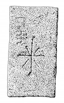 Ink drawing of Bourtie Church incised cross