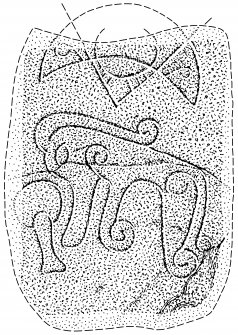 Scanned ink drawing of Fyvie 1 Pictish symbol stone.
