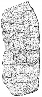 Scanned ink drawing of Fetterangus Pictish symbol stone