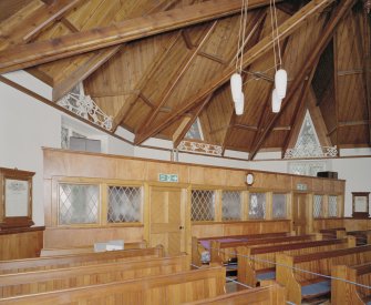 Interior. SE End. Detail of roof, screen and dormer windows