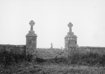 View of entrance gateposts.