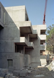 View of building under construction.