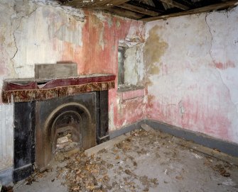 Interior. Parlour showing fireplace with velvet mantle fringe