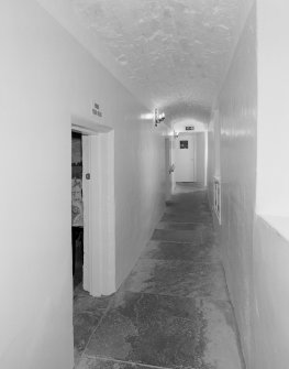 Interior, basement, corridor, view from east