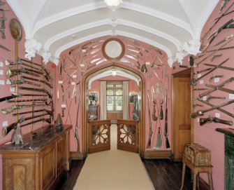 Corridor to west of main hall in Abbotsford House, Roxburghshire, view from North West.