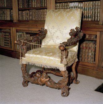 Library, interior, detail of chair.