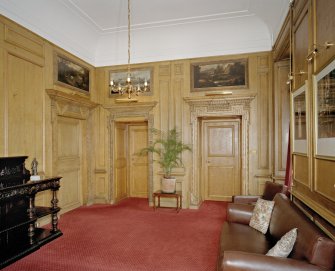 Craigiehall House, Edinburgh. Interior. Inner Hall showing carved panelling and doors.