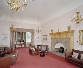Craigiehall House, Edinburgh. Interior. General view from N of Ante room with Sir Robert Lorimer fireplace.