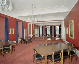 Craigiehall House, Edinburgh. Interior. Main dining room from N showing folding screen division.