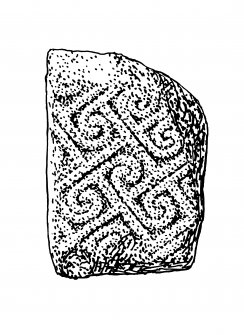 Drawing of sculptured stone fragment, Drainie no 2