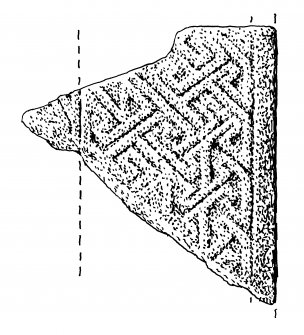 Drawing of sculptured stone fragment, Drainie no 12