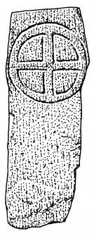 Scanned ink drawing of Tullich 6 incised cross-slab