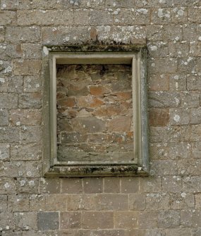 Detail of panel set into east gable.