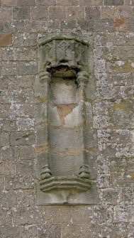 Detail of niche set into east gable.