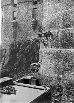 View of men working on Half Moon Battery, Edinburgh Castle. 
Mount signed 'Thomas Ross' and inscribed: 'Edinburgh Castle. Dec 1912'