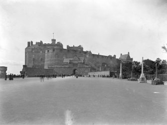 Historic photograph.
General view of Castle and Esplanade from S.
Mount signed: 'Thomas Ross' and inscribed: 'Edinburgh Castle.  December 1912.'