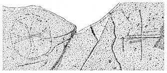 Scanned ink drawing of incised linear cross and incised cross of arcs within a circle