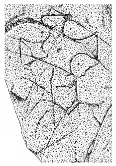 Scanned ink drawing of incised outline cross with expanded arms, straight shaft and central dot