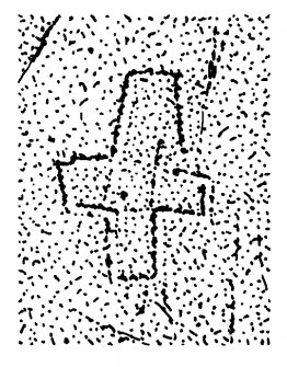 Scanned ink drawing of incised outline cross