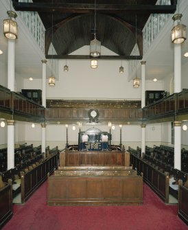 Digital copy of photograph of interior. View of ground floor and Bimah